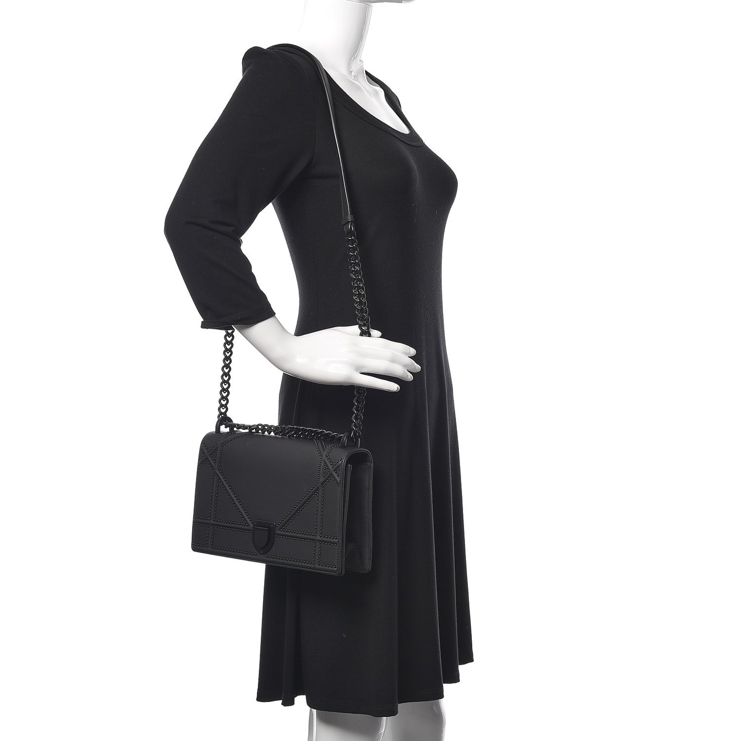 Ultra Matte Calfskin Studded Medium Diorama Flap Bag Black