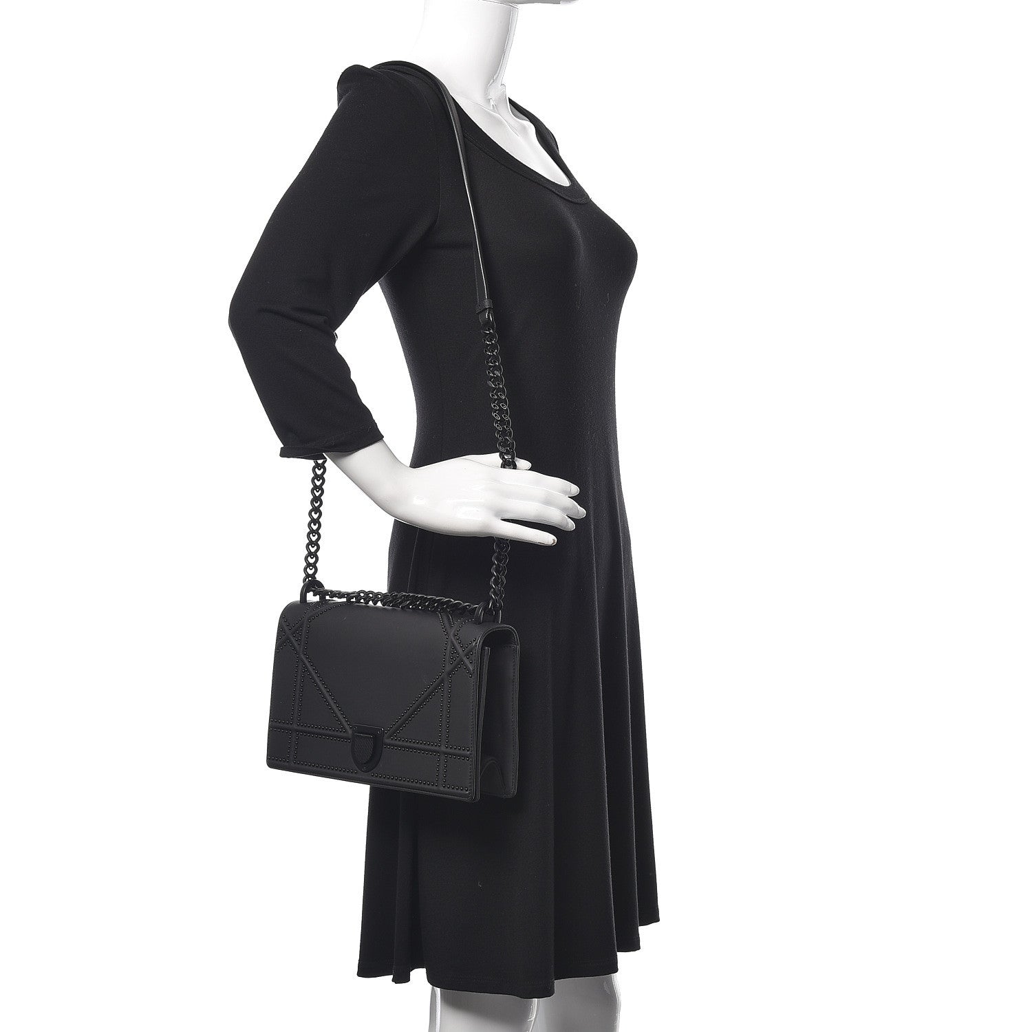 Christian Dior Ultra Matte Calfskin Studded Medium Diorama Flap Bag Black 2 of 10