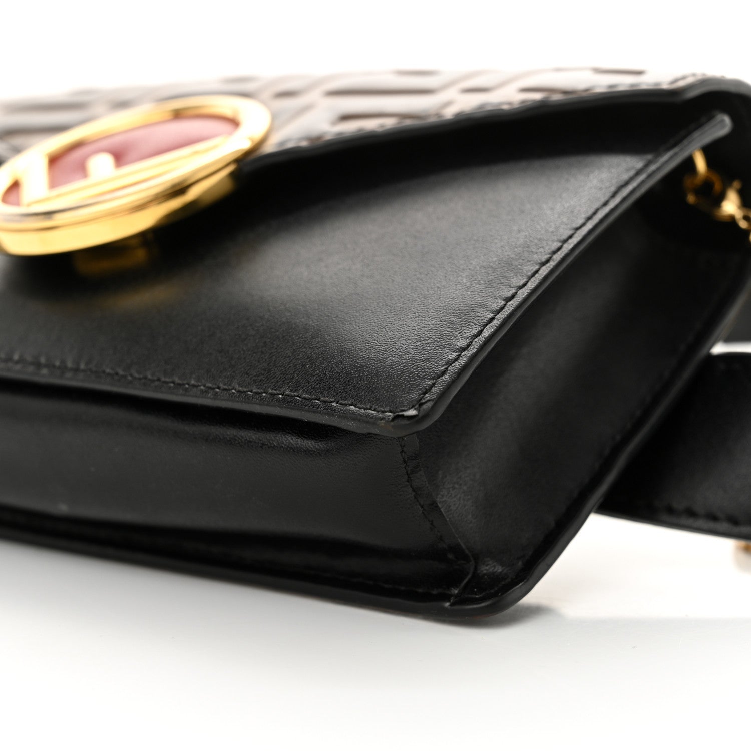 Fendi Vitello Liberty F is Fendi Bi-Color FF 1974 Embossed Envelope Belt Bag Maya Black 10 of 12