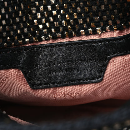 Stella McCartney Metallic Woven Raffia Tiny Fold Over Falabella Black Gold 5 of 7