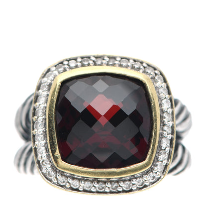 David Yurman Sterling Silver 18K Yellow Gold Diamond Garnet 11mm Albion Ring 52 6 1 of 4