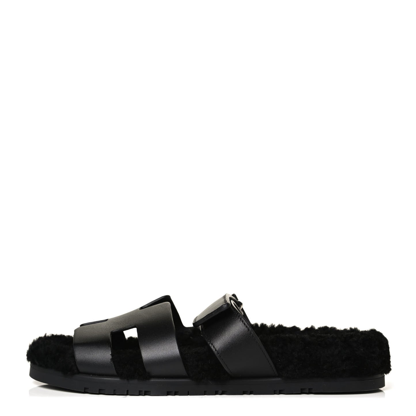 Calfskin Woolskin Womens Chypre Sandals 40 Black