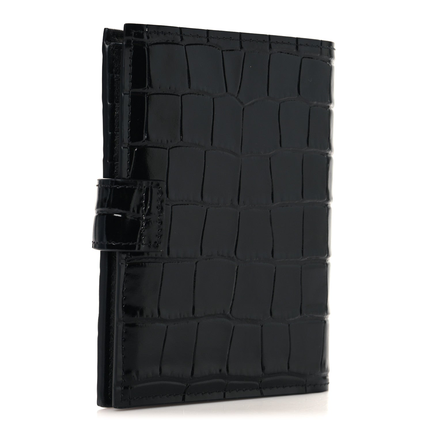 Chanel Calfskin Crocodile Embossed Crococo Passport Holder Black 3 of 8