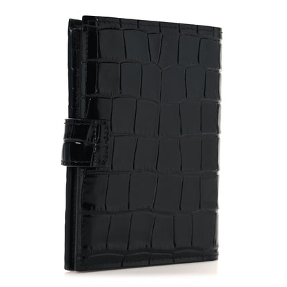 Chanel Calfskin Crocodile Embossed Crococo Passport Holder Black 3 of 8