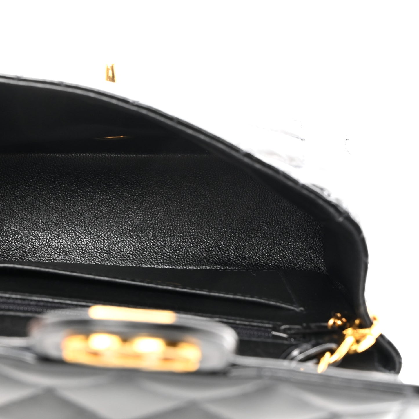 Patent Calfskin Quilted Mini Square Flap Black