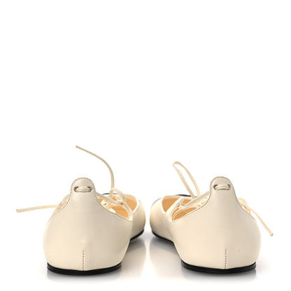 Chanel Lambskin Grosgrain Mary Jane Flats 38.5 Ivory Black 6 of 11