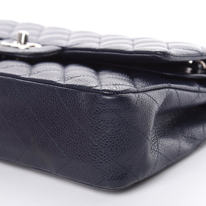 Chanel Caviar Quilted Medium Double Flap Dark Blue 9 of 18