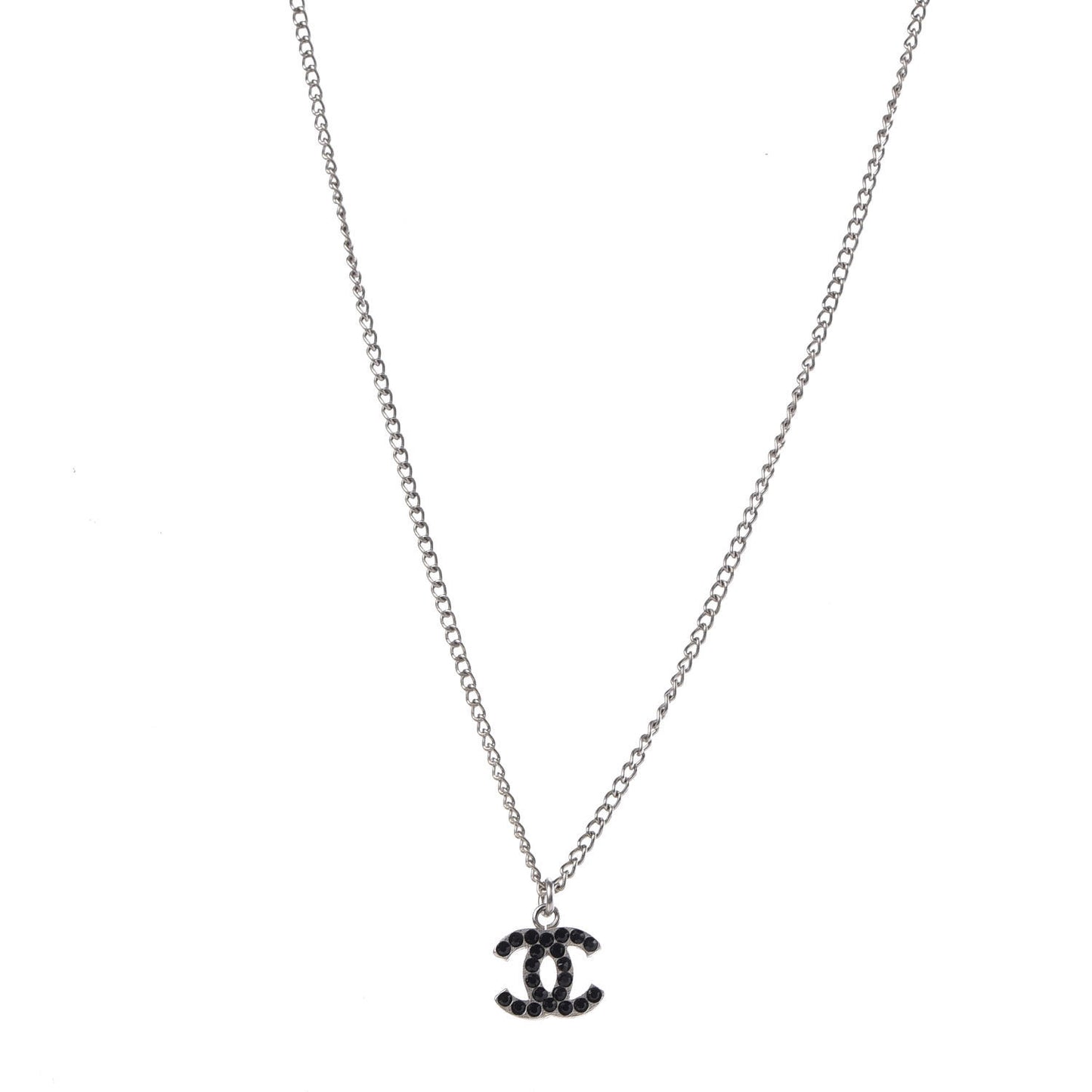 Crystal CC Necklace Silver Black