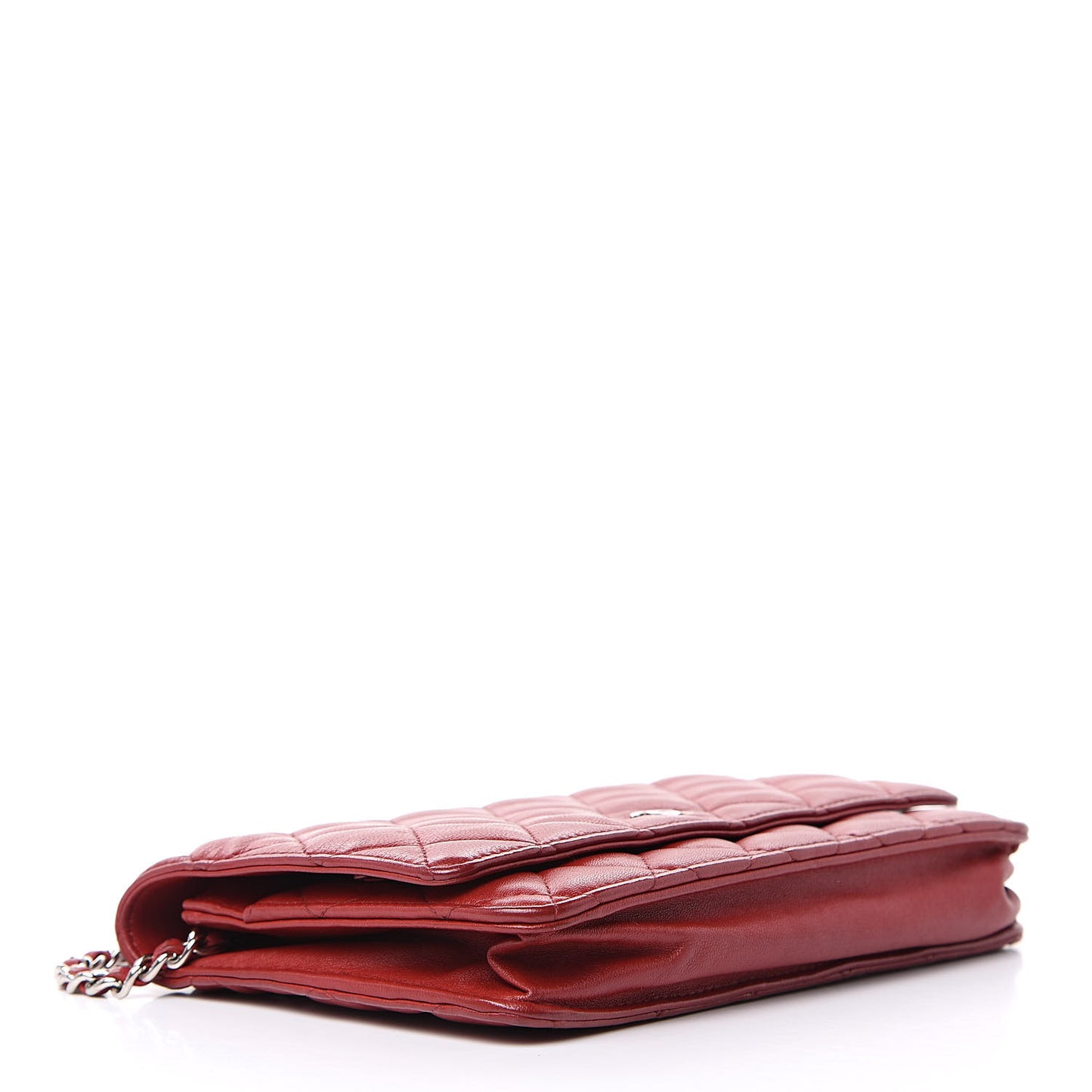Lambskin Quilted Wallet On Chain WOC Red