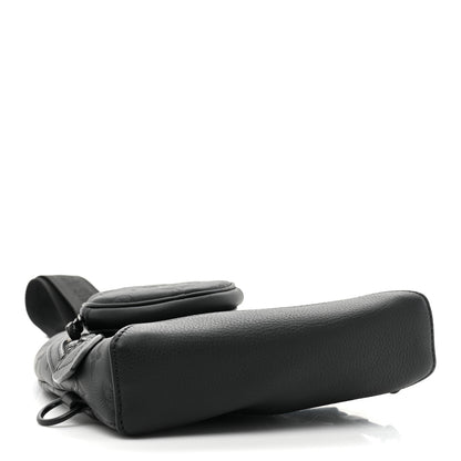 Louis Vuitton Calfskin Shadow Monogram Duo Slingbag Black 4 of 9