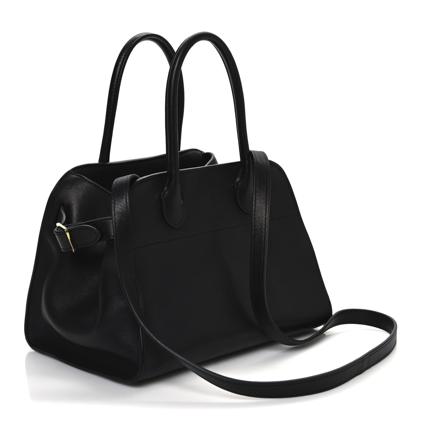 Polished Saddle Calfskin Soft Margaux 10 Bag Black