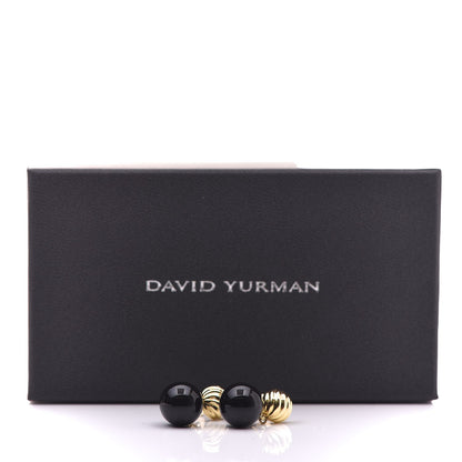 David Yurman 18K Yellow Gold Onyx Sculpted Earrings 4 of 4