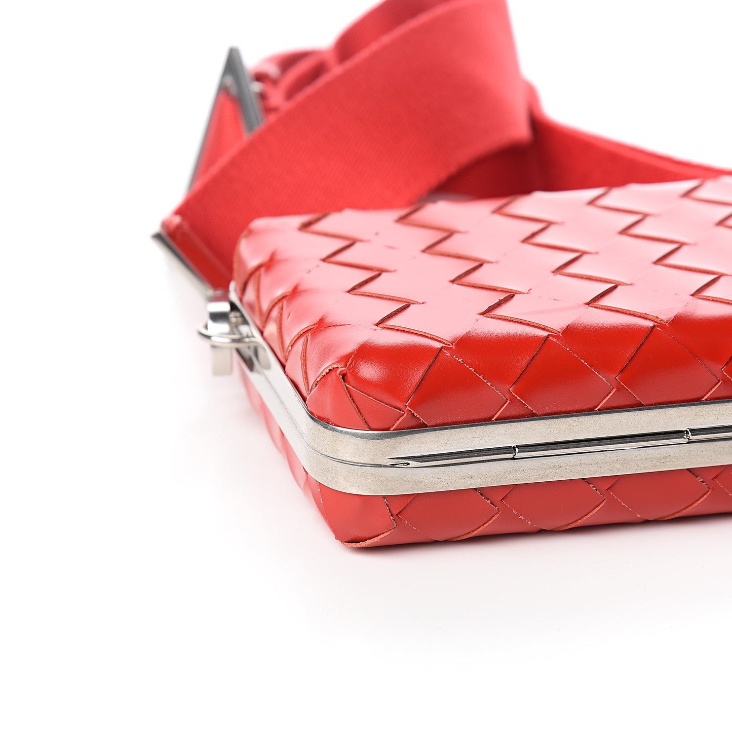 Spazzolato Intrecciato Mens Crossbody Messenger Bag Bright Red