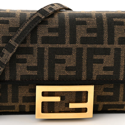 Fendi Fabric Jacquard FF 1974 Mini Baguette Tobacco Moro Black 3 of 11