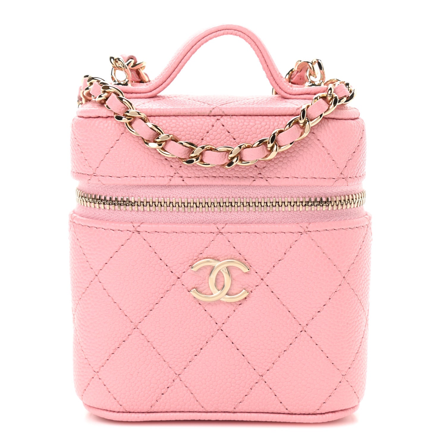 Chanel Caviar Quilted Small Handle With Care Vanity Case With Chain Pink 1 of 9