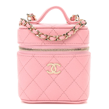 Chanel Caviar Quilted Small Handle With Care Vanity Case With Chain Pink 1 of 9