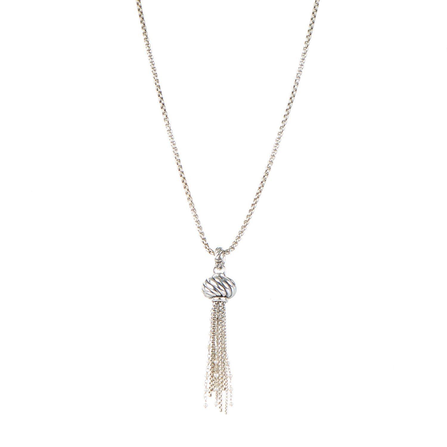 David Yurman Sterling Silver Pearl Tassel Necklace 1 of 5