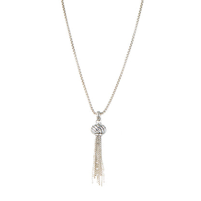 David Yurman Sterling Silver Pearl Tassel Necklace 1 of 5
