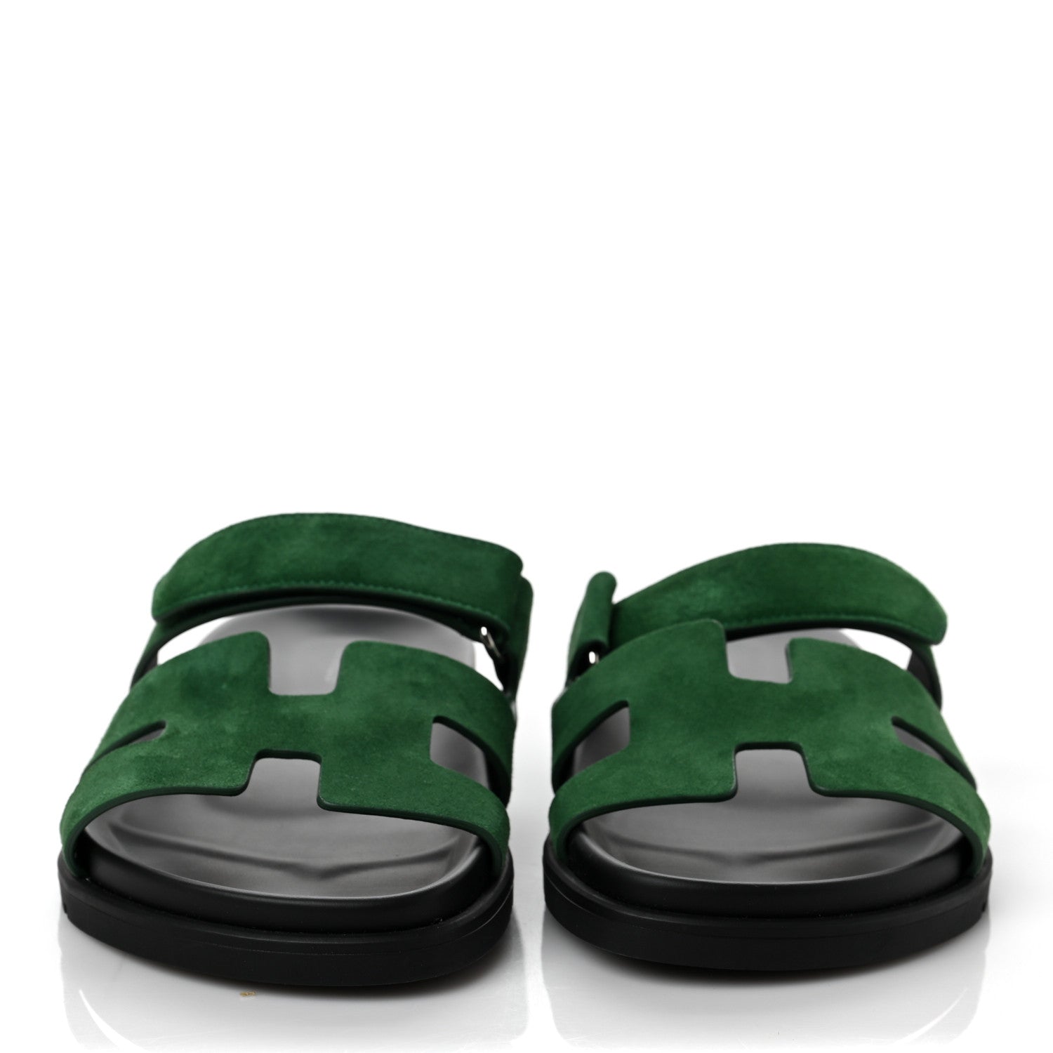 Hermes Suede Goatskin Womens Chypre Sandals 37 Vert Electrique 2 of 10