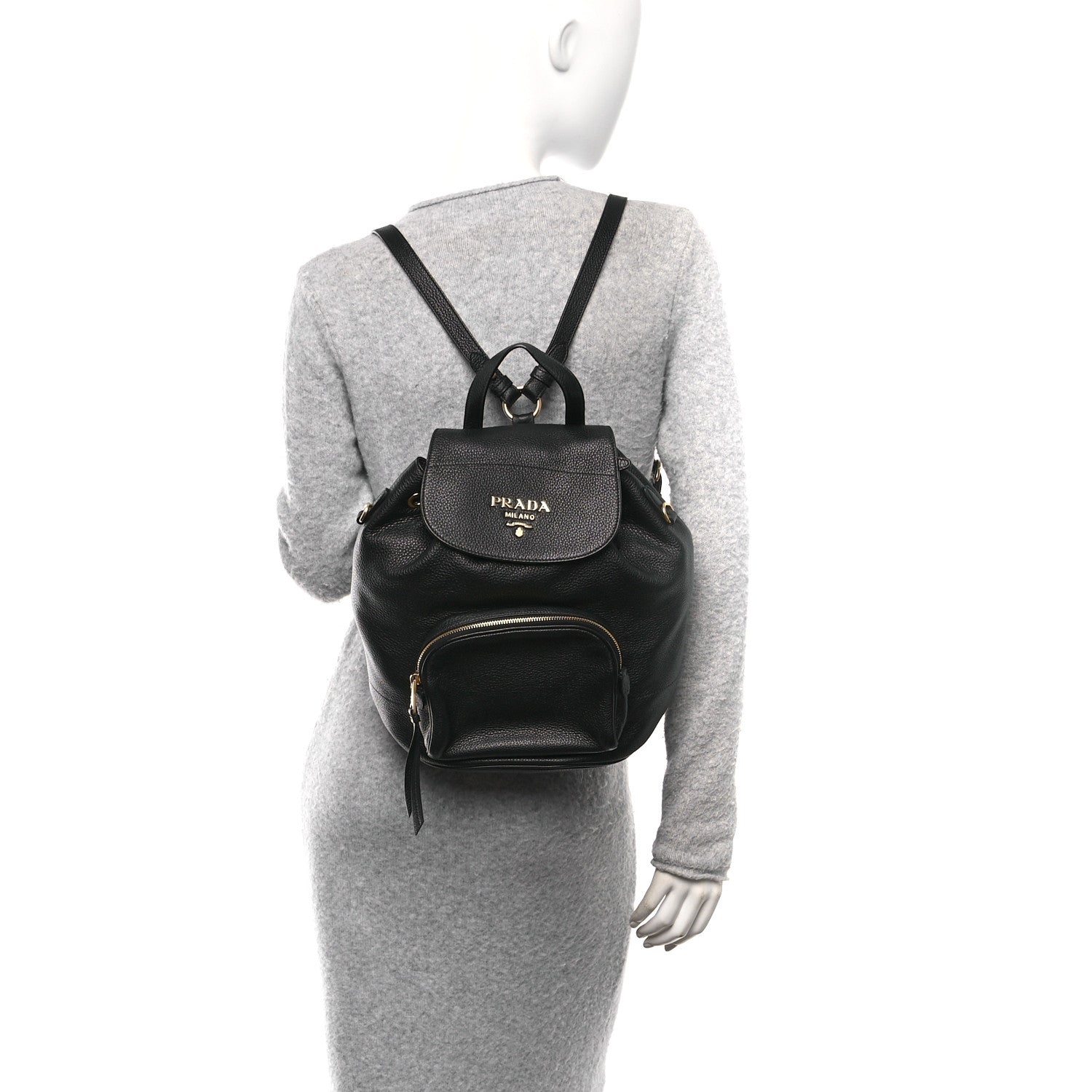 Prada Vitello Daino Backpack Black 2 of 10
