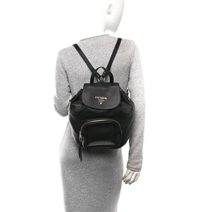 Prada Vitello Daino Backpack Black 2 of 10