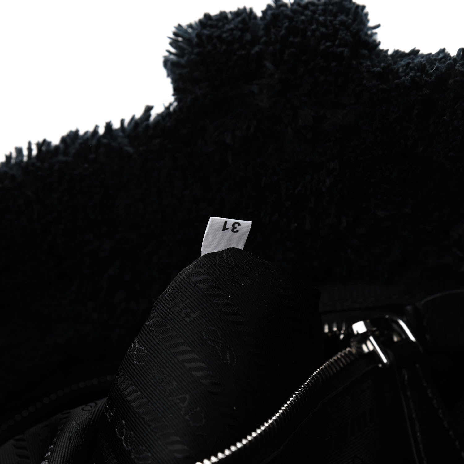 Prada Terry Cloth Tote Bag Black White 7 of 11