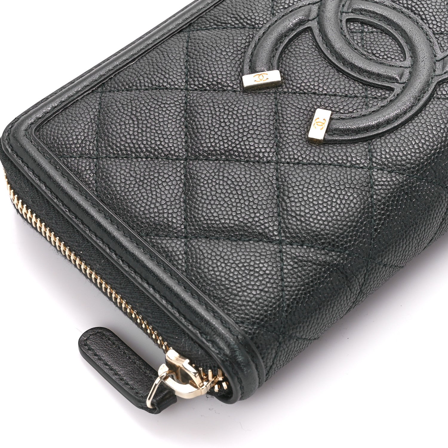 Chanel Caviar Quilted Filigree Zip Around Wallet Black 9 of 11