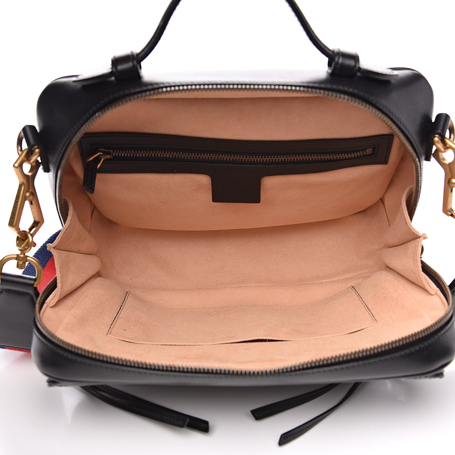 Gucci Calfskin Matelasse Sylvie Web Small GG Marmont Top Handle Shoulder Bag Black 5 of 13