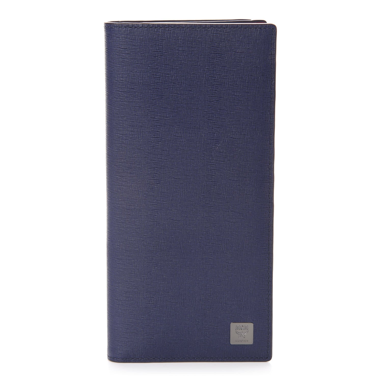 MCM Calfskin Bifold Long Wallet Pistol Blue 1 of 5