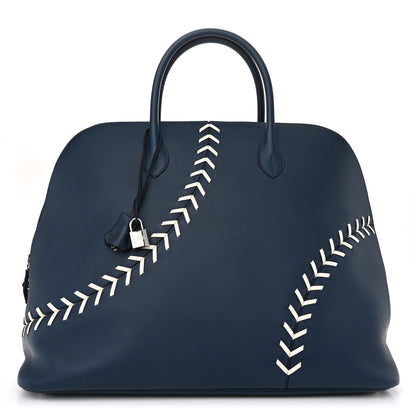 Hermes Evercolor 1923 Bolide 45 Baseball Bag Bleu De Malte Blanc 1 of 10