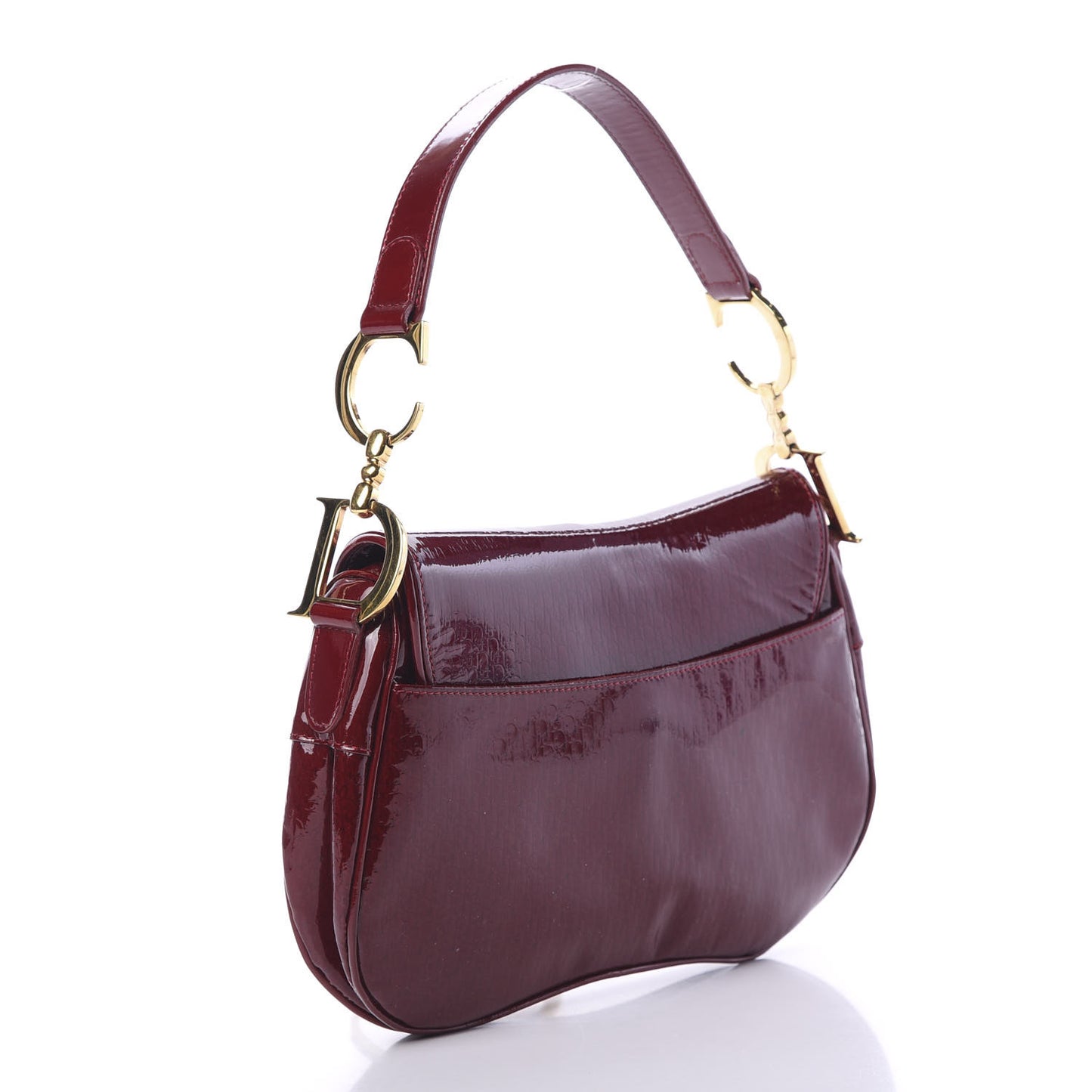 Patent Diorissimo Double Saddle Bag Dark Red