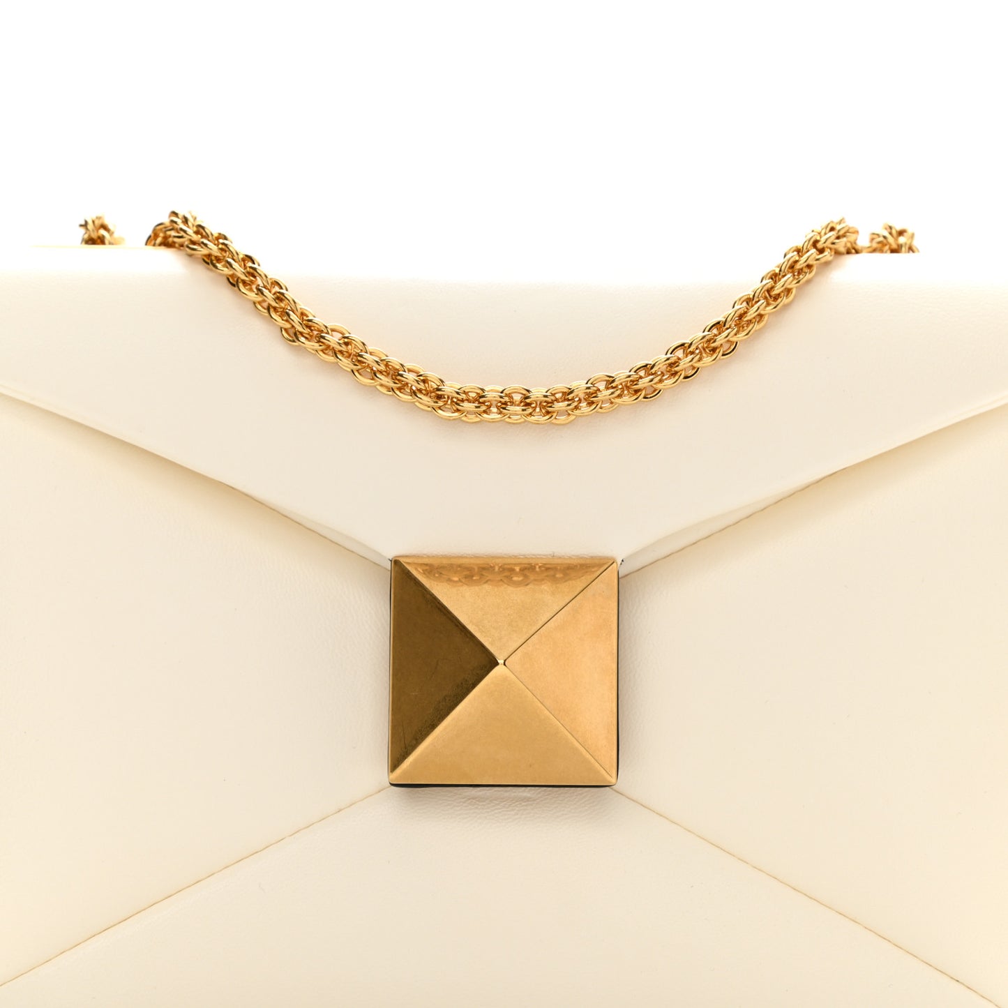 Nappa One Stud Chain Clutch Ivory