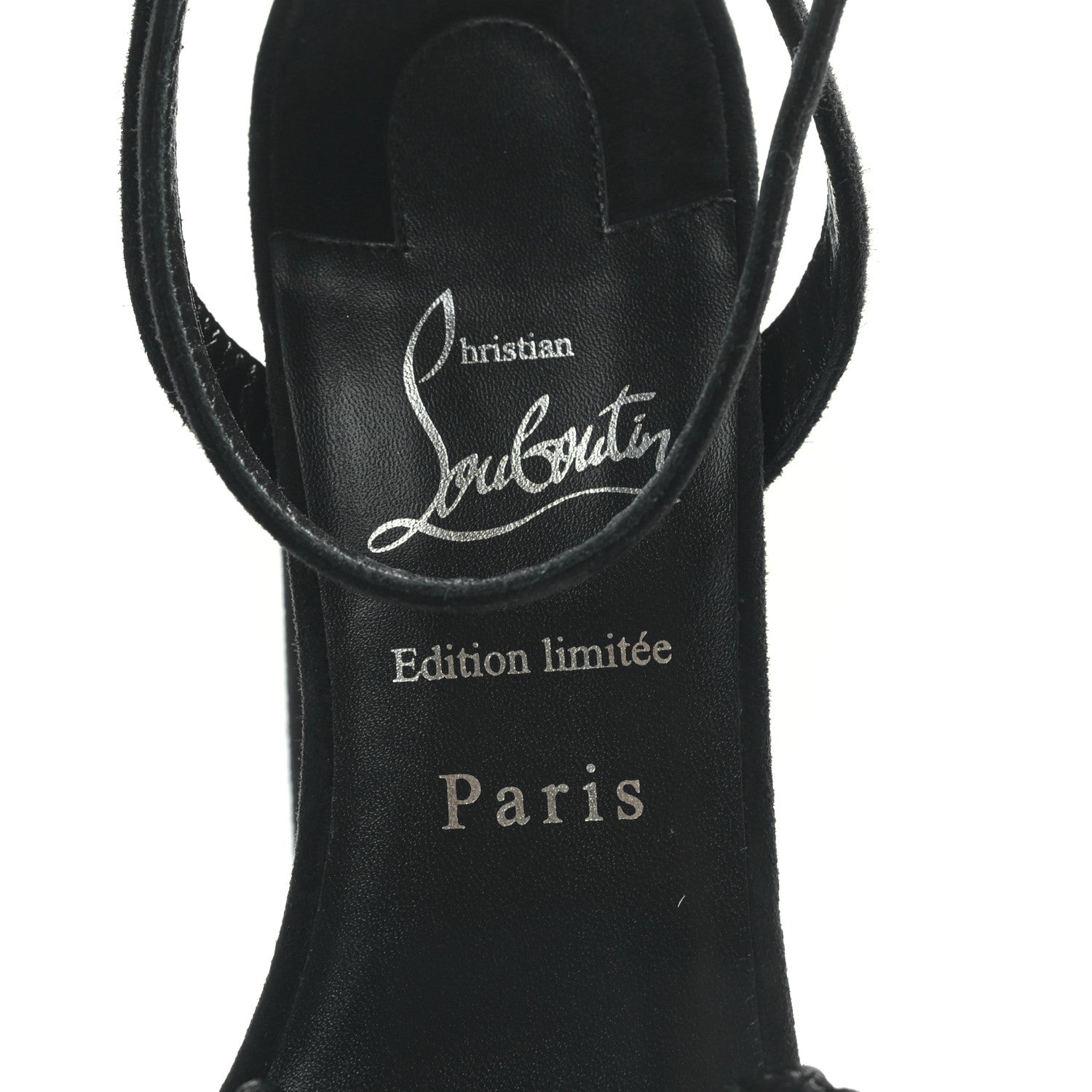 Christian Louboutin Velvet Kid Resille Deia Frou Alta Sandals 38 Black 7 of 7