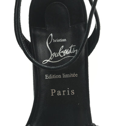 Christian Louboutin Velvet Kid Resille Deia Frou Alta Sandals 38 Black 7 of 7