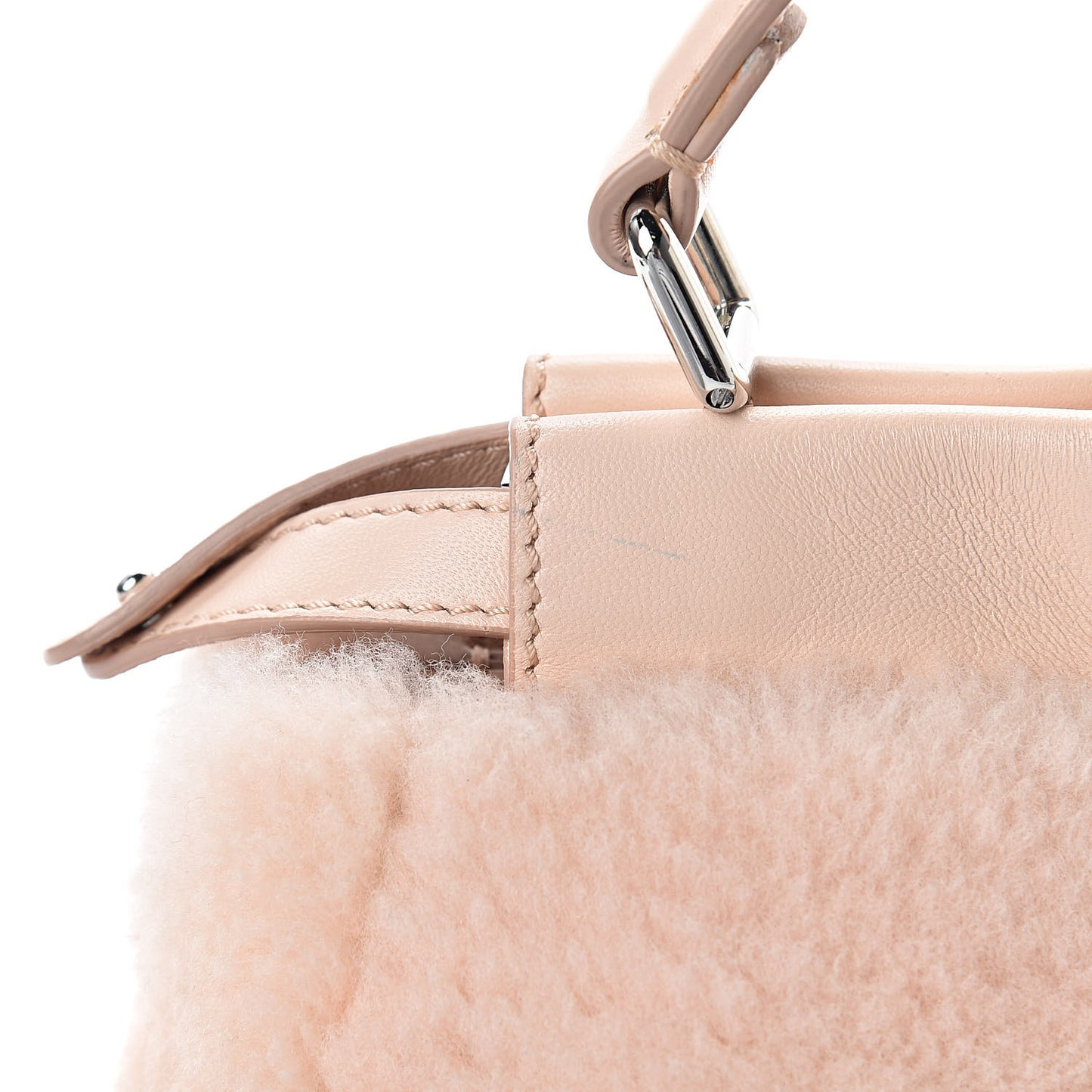 Shearling Shiny Nappa Mini Peekaboo Iconic Satchel Light Rose