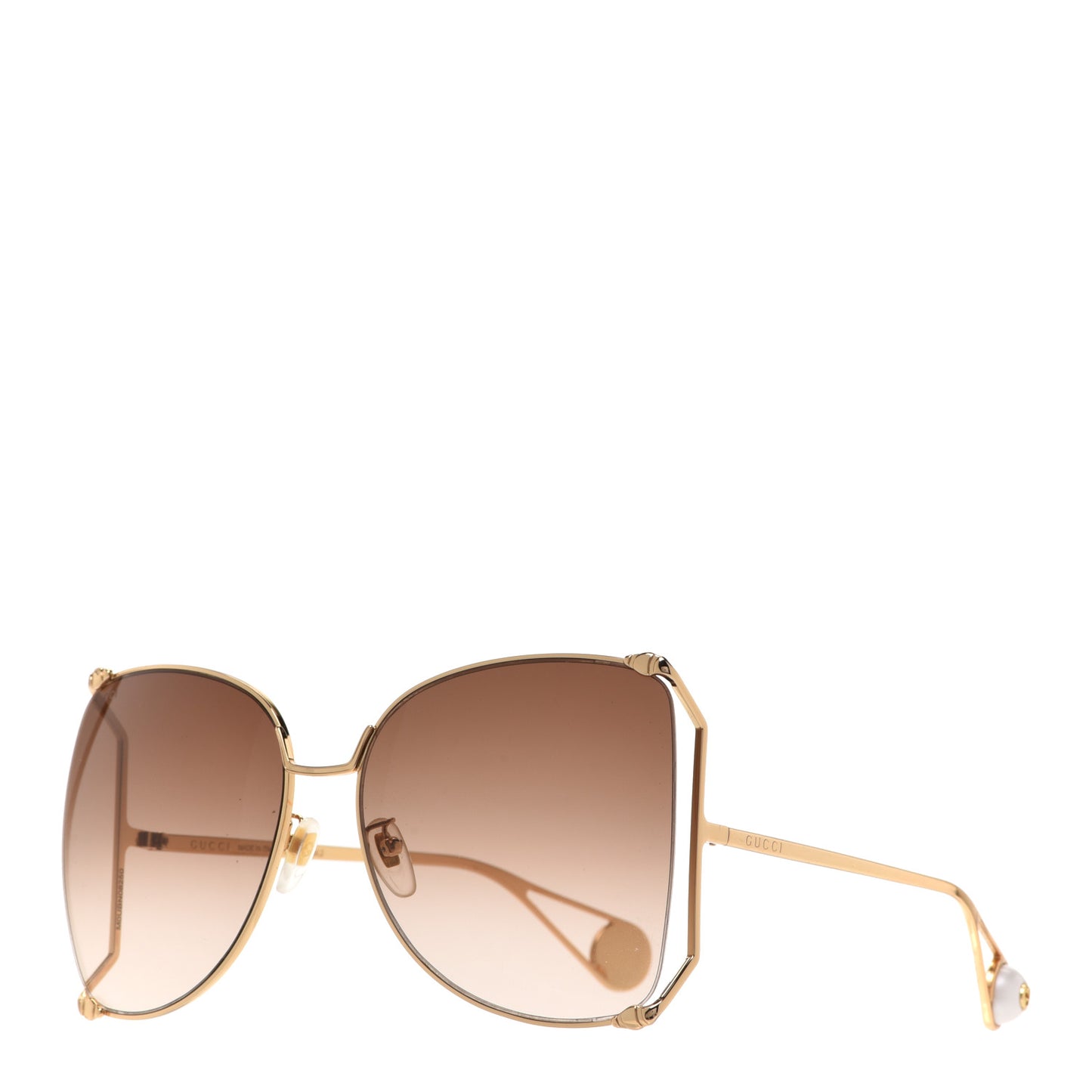 Oversized Round Sunglasses GG0252S Gold Brown