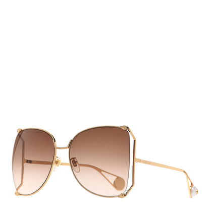 Gucci Oversized Round Sunglasses GG0252S Gold Brown 1 of 7