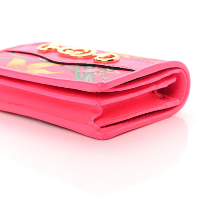 Gucci Calfskin Flora Print Zumi Card Case Fuxia Fluo 9 of 12