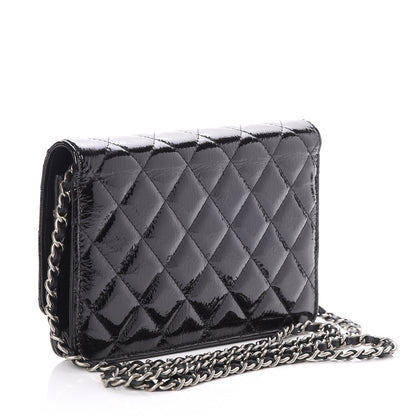 Chanel Patent Goatskin Quilted Paris Dallas Wallet On Chain WOC Black 3 of 9