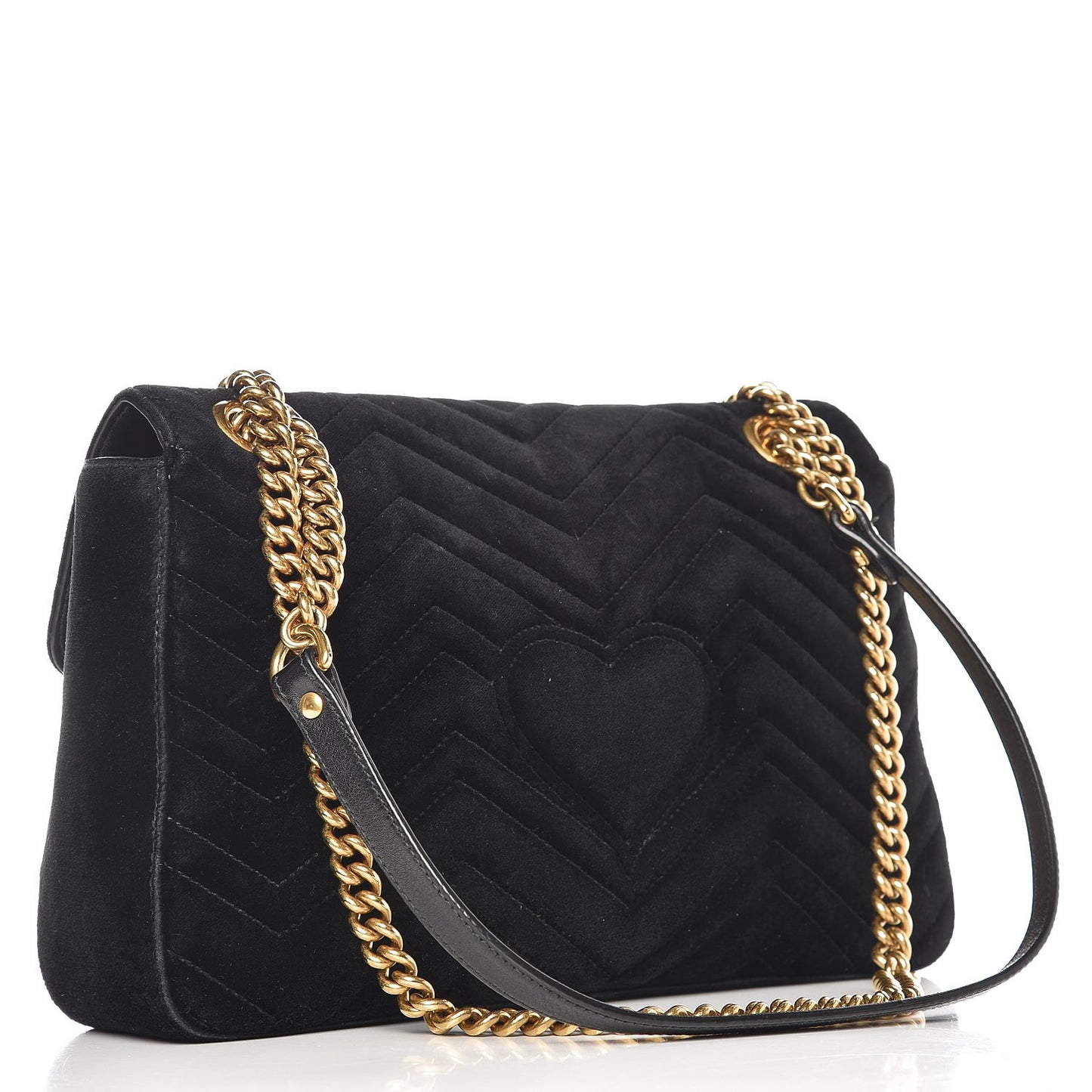 Velvet Matelasse Medium GG Marmont Shoulder Bag Black
