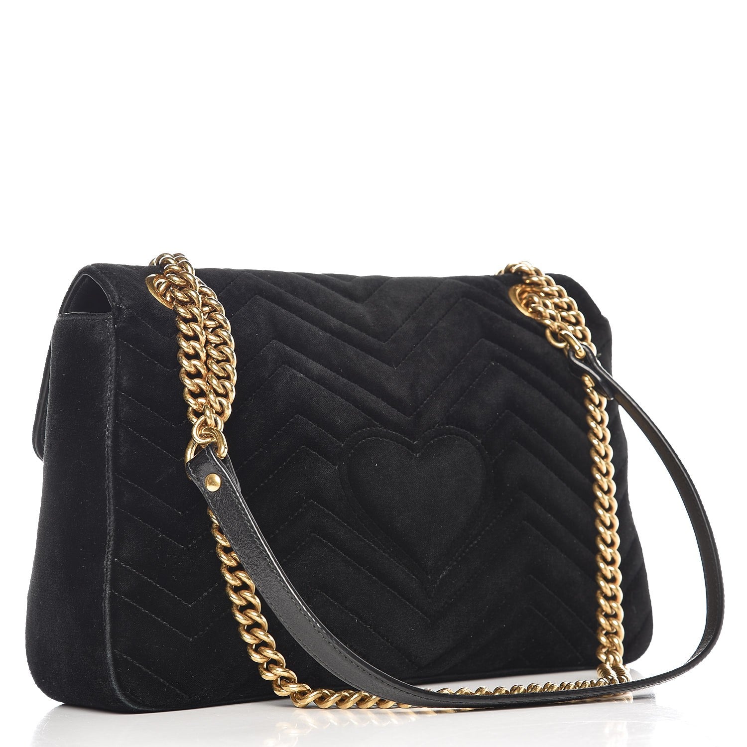 Gucci Velvet Matelasse Medium GG Marmont Shoulder Bag Black 10 of 15