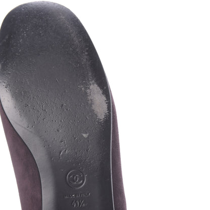 Chanel Suede Calfskin Womens Mocassin CC Flats 41.5 Purple 10 of 12