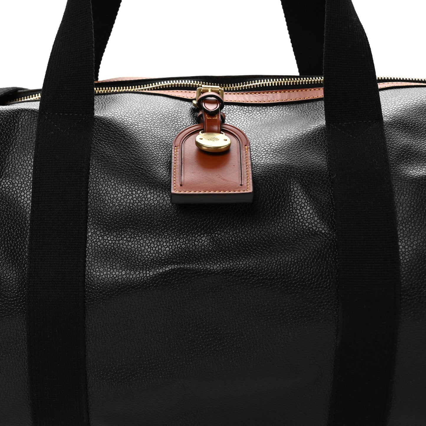 Eco Scotchgrain Calfskin Heritage Day Clipper Medium Duffle Bag Black Cognac