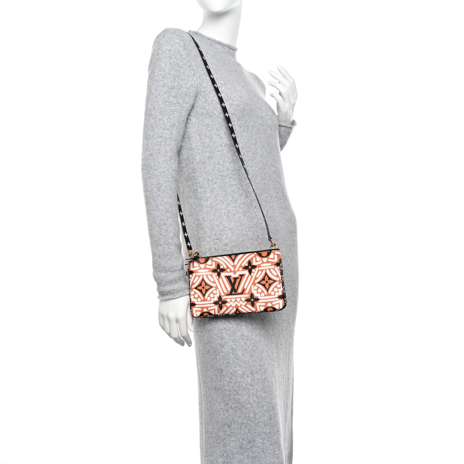 Louis Vuitton Monogram Giant Crafty Double Zip Pochette Creme Caramel 2 of 10