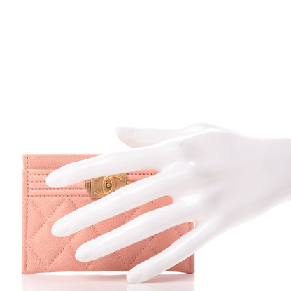 Chanel Caviar Quilted Boy Card Holder Light Pink 2 of 9