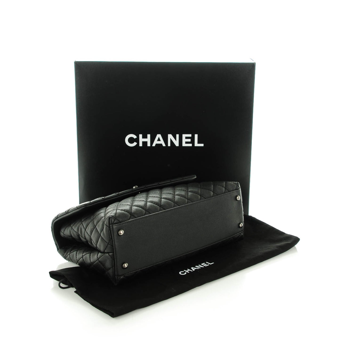 Caviar Quilted Medium Coco Handle Flap Black