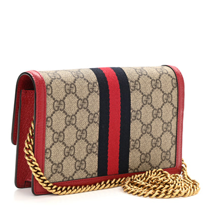 Gucci GG Supreme Monogram Web Queen Margaret Chain Wallet Red 3 of 9