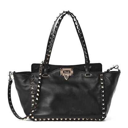 Valentino Garavani Vitello Small Rockstud Tote Black 1 of 9