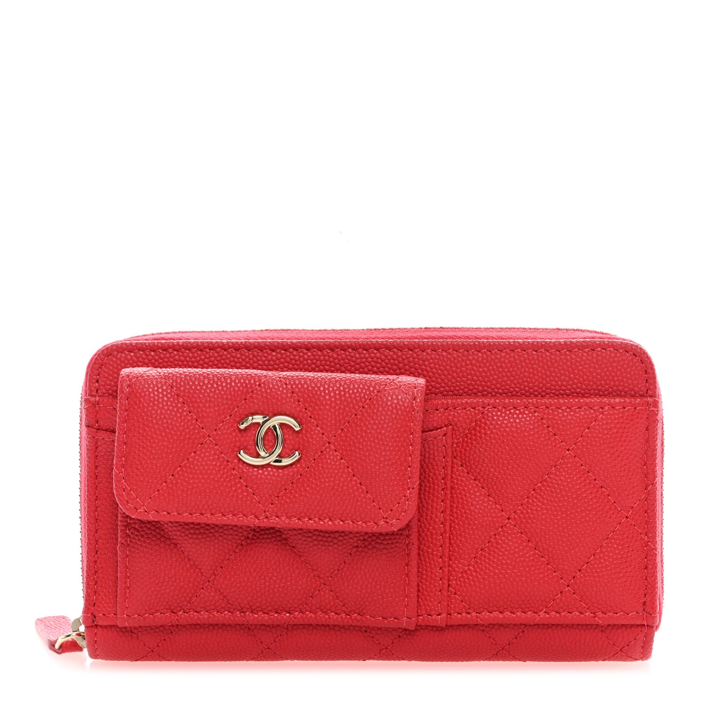 Caviar Quilted In & Out Zip Around Wallet Red