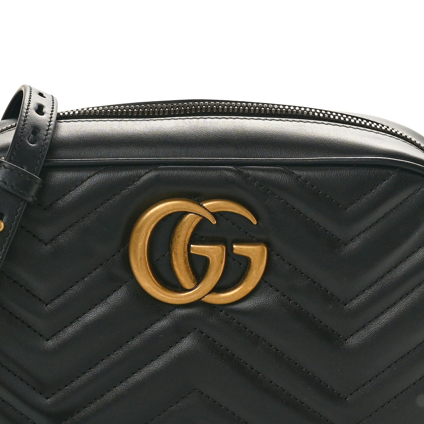 Calfskin Matelasse Small GG Marmont Chain Shoulder Bag Black